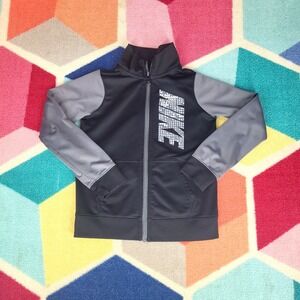 Nike Boys Long Sleeve‎ Black And Gray Logo Lightweight Track Jacket Small